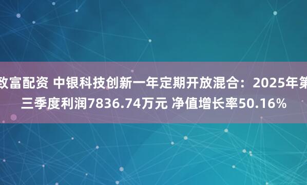 致富配资 中银科技创新一年定期开放混合：2025年第三季度利润7836.74万元 净值增长率50.16%