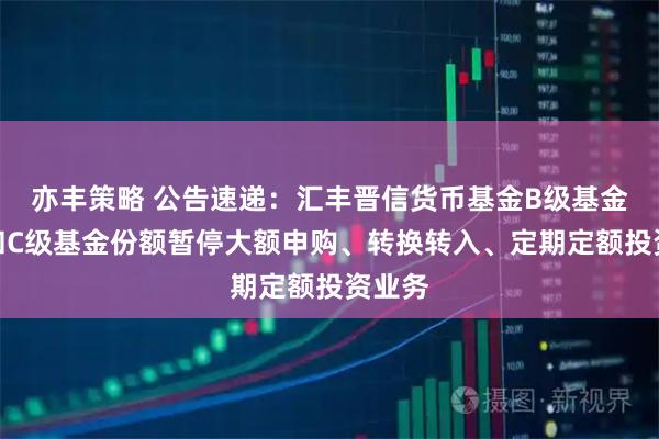 亦丰策略 公告速递：汇丰晋信货币基金B级基金份额和C级基金份额暂停大额申购、转换转入、定期定额投资业务